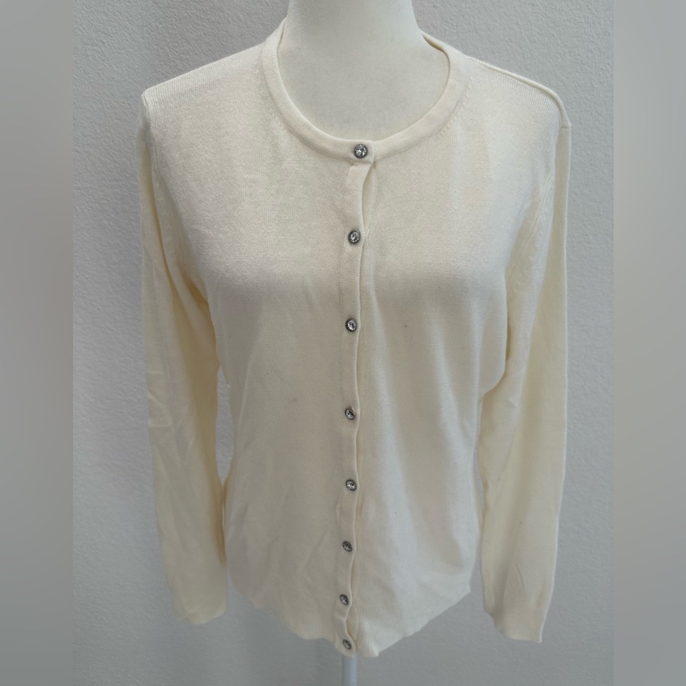 New York & Company Ivory Knit Cardigan